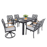 Outdoor Patio Furniture Dining Set With Sunbrella Fabric, Rectangular Table With Umbrella Hole