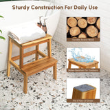 2 Step Stool, Indoor / Outdoor Use - Acacia Wood