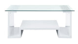 Nevaeh - Coffee Table - Clear Glass Top & White High Gloss