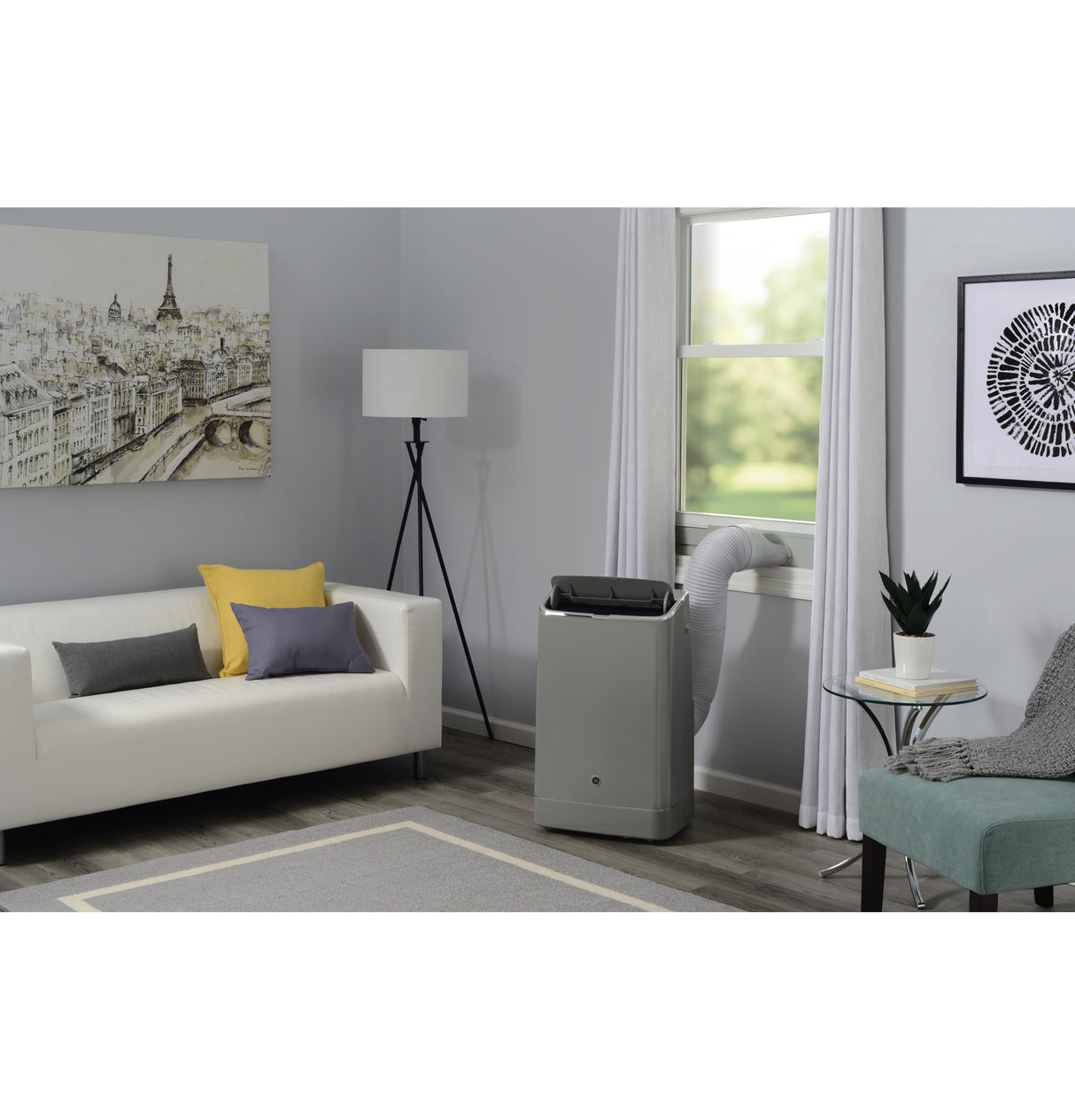 GE(R) 10,500 BTU Smart Portable Air Conditioner with Dehumidifier and Remote, Grey - (APWD10JASG)