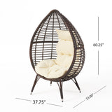 Cutter Teardrop Patio Chair With Water Resistant Cushion - Multi / Brown / Beige