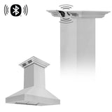 36"CrownSound Ducted Vent Island Mount Range Hood in Stainless Steel with Built-in Bluetooth Speakers - (597ICRNBT36) -