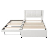 Upholstery Platform Bed With Trundle,Trundle Can Be Flat Or Erected