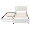 Upholstery Platform Bed With Trundle,Trundle Can Be Flat Or Erected