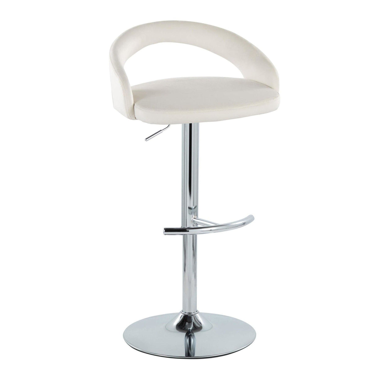 Grotto - Upholstered Adjustable Barstool - Chrome Metal Base