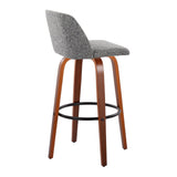 Toriano - 30" Fixed-Height Barstool (Set of 2) - Dark Gray Noise And Walnut