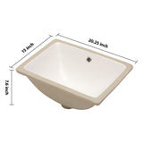 European Style White Ceramic Rectangular Undermount Bathroom Sink With Overflow