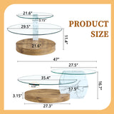 Contemporary Artistic Double Layer Coffee Table,Tempered Glass Top