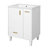 Bathroom Vanity With Sink, Deep Drawer, Door Shelf, 2 Tier Basket