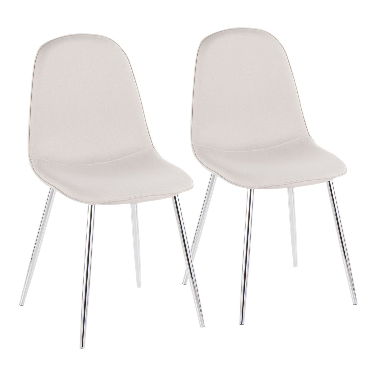 Pebble - Chair - Chrome And Beige Fabric (Set of 2)