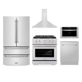 Kitchen Package with Refrigerator, 30 in. Stainless Steel Gas Range, 30 in. Range Hood, Microwave Drawer, and 24 in. Tall Tub Dishwasher - (5KPRSGRRH30MWDWV) -