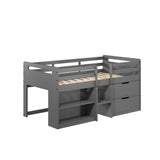 Fabiana - Twin Loft Bed With Storage - Gray