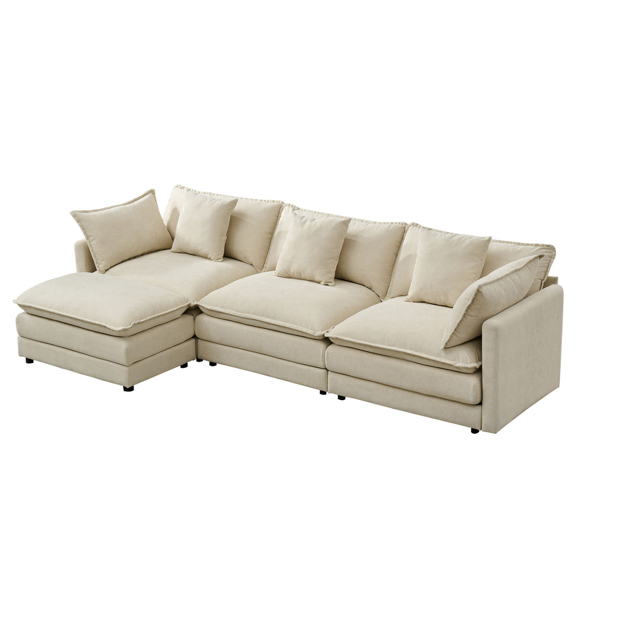 Modular Ottoman Style Deep Seat Sofa With Cushions