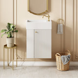 Floating Bathroom Vanity With Resin Basin, Left Side Storage - White