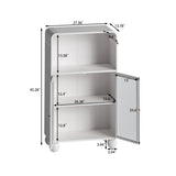 Storage Cabinet With Shelves And Glass Door, Freestanding Organizer For Bathroom - White