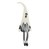 Sitting Gnome With Ghost Hat, For Halloween Decor - Black White