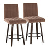 Hannah - Fixed-Height Counter Stool With Swivel And Round Black Metal Footrest (Set of 2) - Walnut Glazed Wood