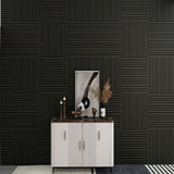 Acoustic Panels With Strip Design, Sound Absorbing Wall & Ceiling Panels (Set of 4) - Matt Black