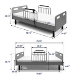 Electric Adjustable Hospital Bed For Home Use With Wired Remote Control, Memory Foam Mattress - Gray / White