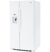 GE GSE25GGPWW 36 in. 25.3 cu. ft. Side by Side Refrigerator with Ice & Water Dispenser - White