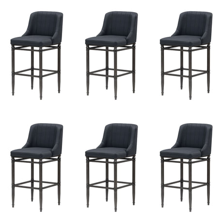 Marvin - Steel Frame Faux Leather Upholstered Bar Height Barstool