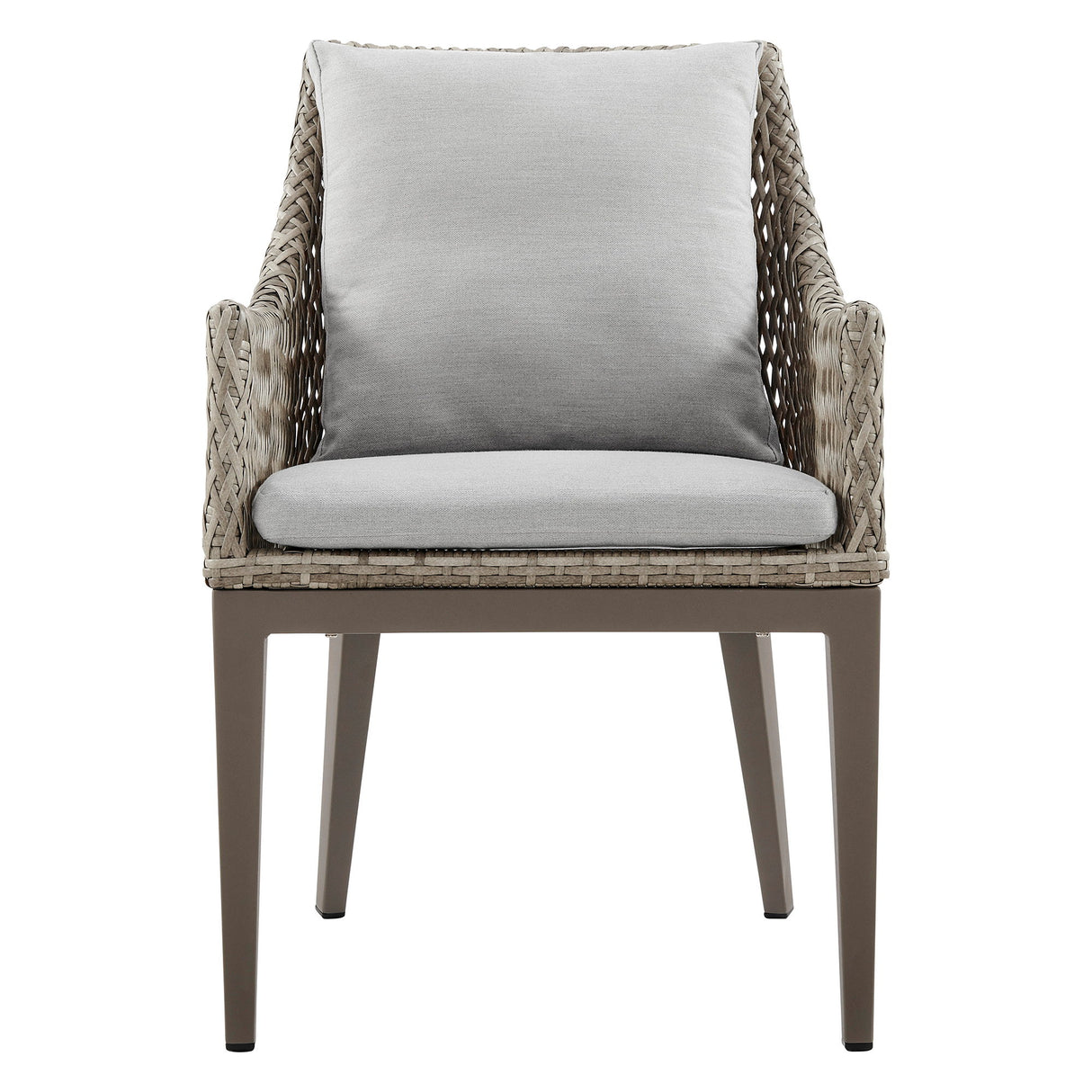 Silvana - Outdoor Wicker And Aluminum Dining Chair With Cushions (Set of 2) - Gray / Beige