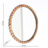 Decorative Round Hanging Wall Mirror With Bead Design Frame - Natural