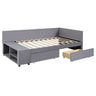 L Shaped Upholstered Platform Bed With Storage And Drawers