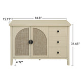 Rattan 2 Door 3 Drawer Cabinet, Suitable For Bedroom - Natural