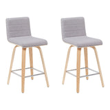 Vienna - Modern Counter Height Swivel Bar Stool - Patterned Oak Wood Frame