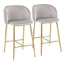 Fran - Pleated Waves Contemporary / Glam Fixed Height Counter Stool (Set of 2)