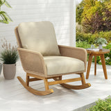 Contemporary Minimalist Wicker Rocking Chair With Soft Polyester Cushions