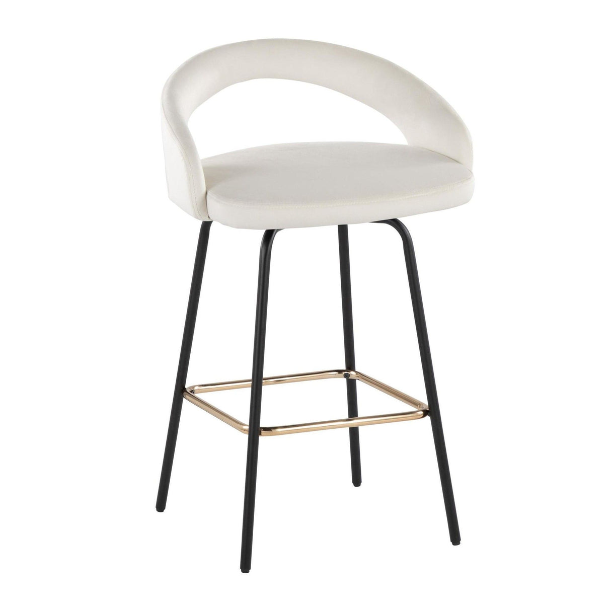 Grotto - Upholstered Fixed-Height Counter Stool - Black Metal