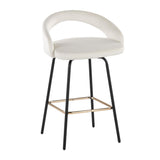 Grotto - Upholstered Fixed-Height Counter Stool - Black Metal