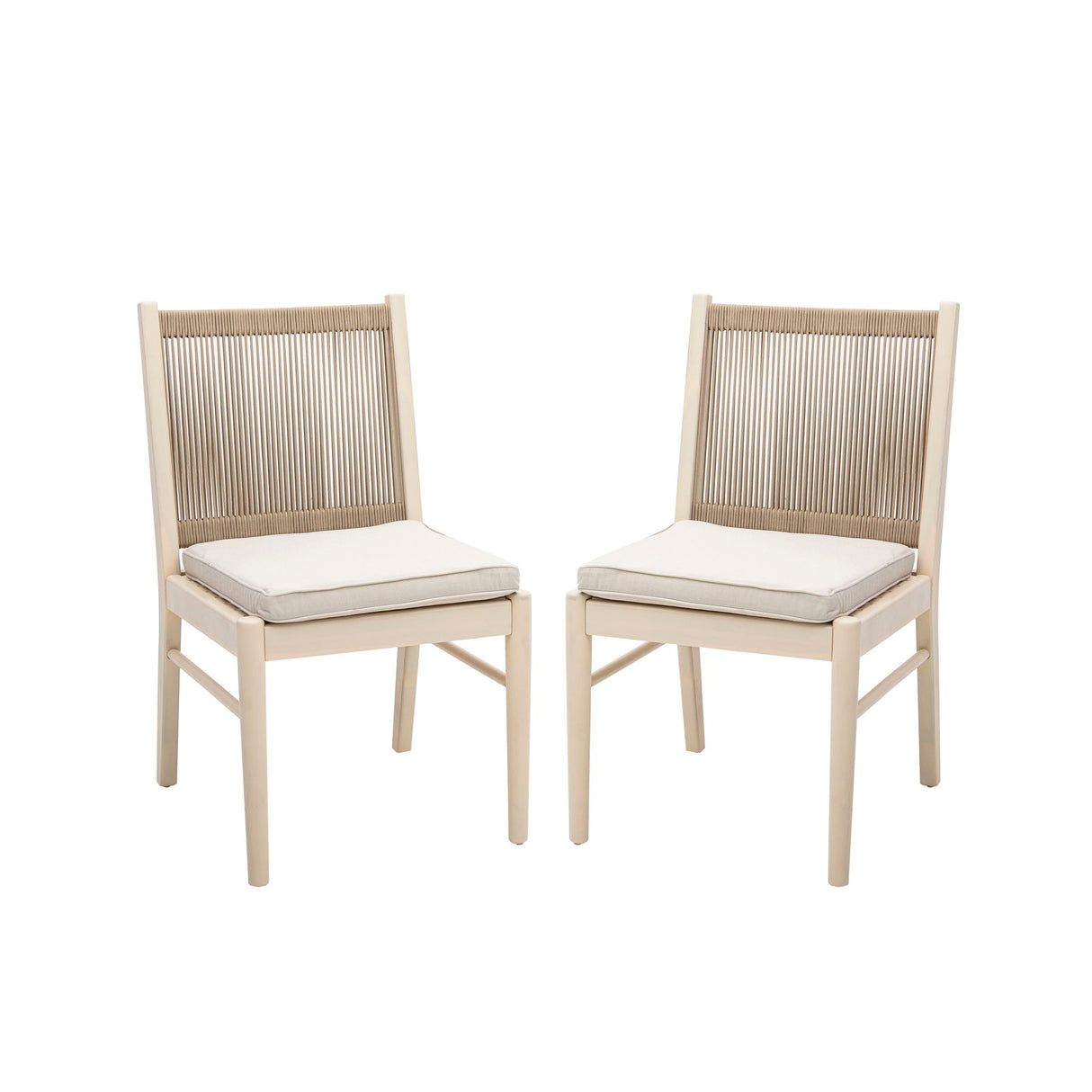 Cordoba - Dining Chair (Set of 2) With Acacia Wood Frame And Water Repellent Fabric - Beige / Yellow