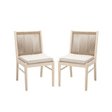 Cordoba - Dining Chair (Set of 2) With Acacia Wood Frame And Water Repellent Fabric - Beige / Yellow