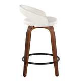 Grotto - 31" Upholstered Fixed-Height Counter Stool (Set of 2) - Walnut Wood Base