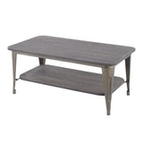 Oregon - Coffee Table - Antique Metal And Espresso Wood-grain Pressed Bamboo