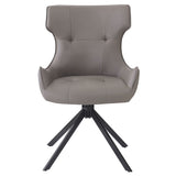 Damita - Camel Synthetic Leather Side Chair With Swivel (Set of 2) - Gray & Black Finsh