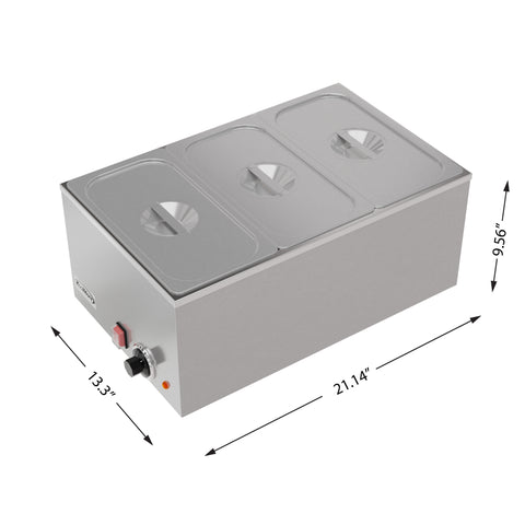 6 Qt. Three-Section Electric Countertop Food Warmer, CFW-3.