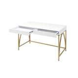 Lightmane - Writing Desk Same Ac00900) - White High Gloss & Gold