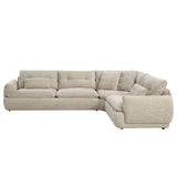Jonina - Sectional Sofa With 4 Pillows - Beige Chenille