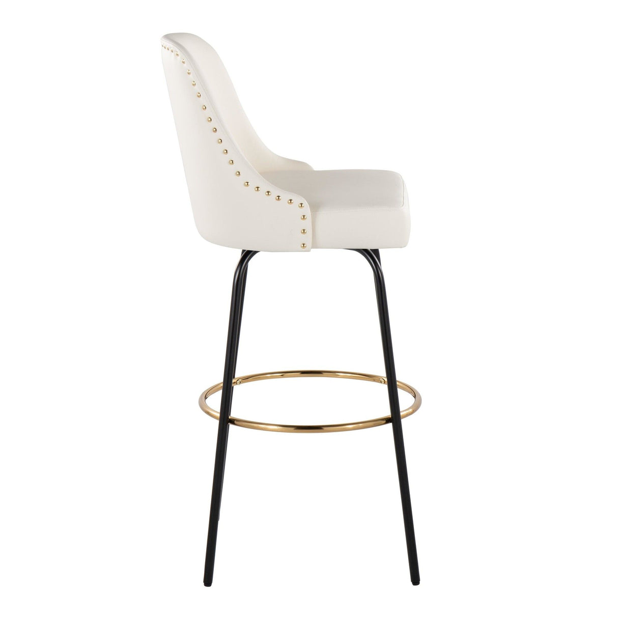 Marcel - Studded-Contemporary Fixed-Height Swivel Barstool (Set of 2)