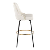 Marcel - Studded-Contemporary Fixed-Height Swivel Barstool (Set of 2)