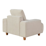 Kipton - Armchair - White Fabric, Walnut Wood