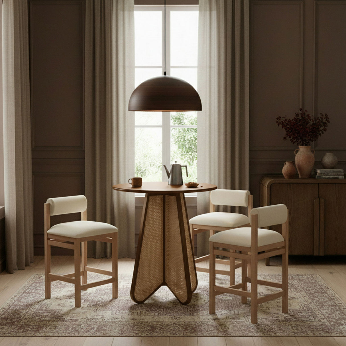 Butterfly - Solid Wood And Natural Cane Table