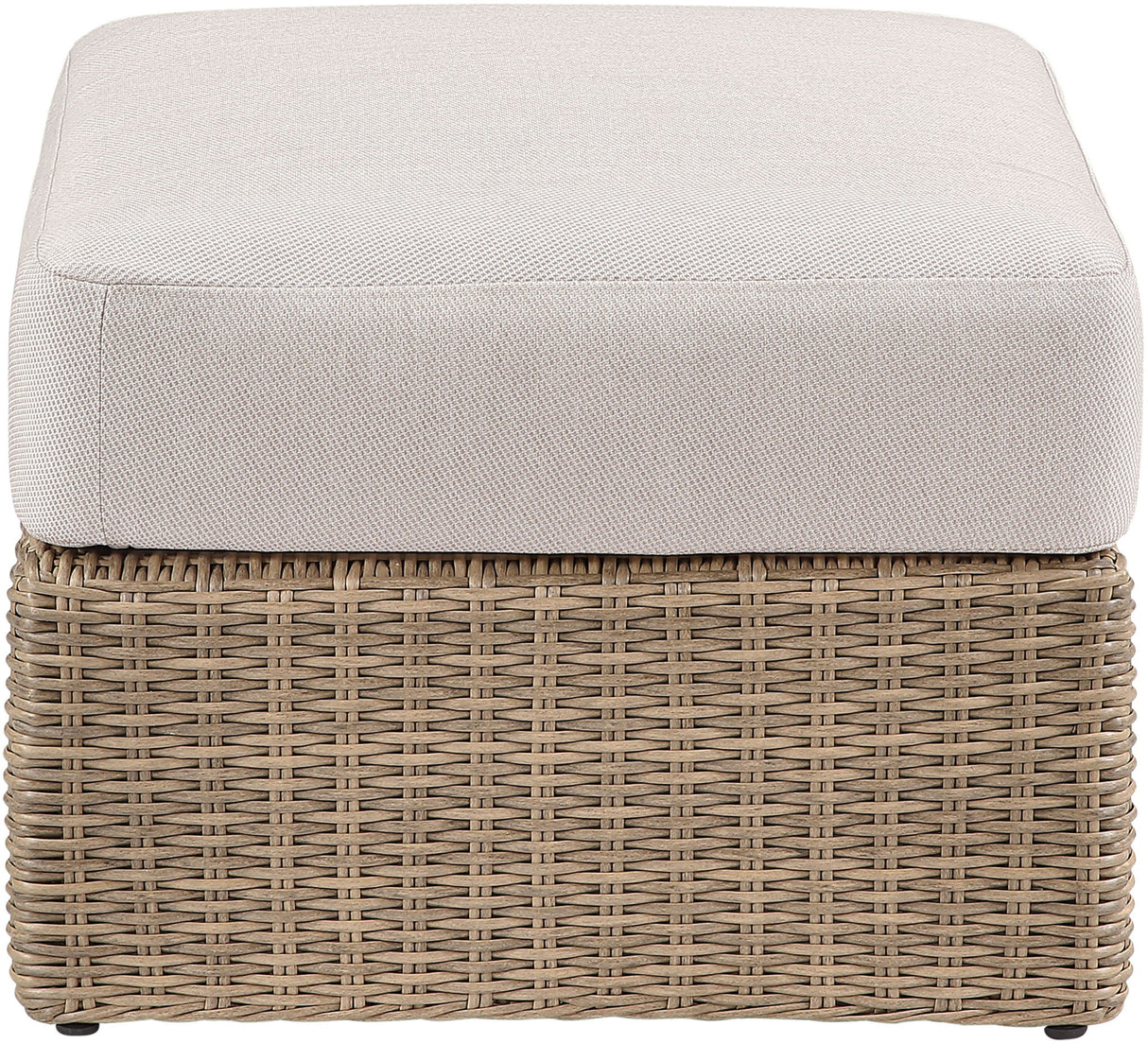 Seacrest - Olefin Water Resistant Fabric And Wicker Outdoor Patio Ottoman/Coffee Table