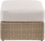 Seacrest - Olefin Water Resistant Fabric And Wicker Outdoor Patio Ottoman/Coffee Table