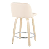 Toriano - 24" Fixed-Height Faux Leather Counter Stool (Set of 2) - Cream