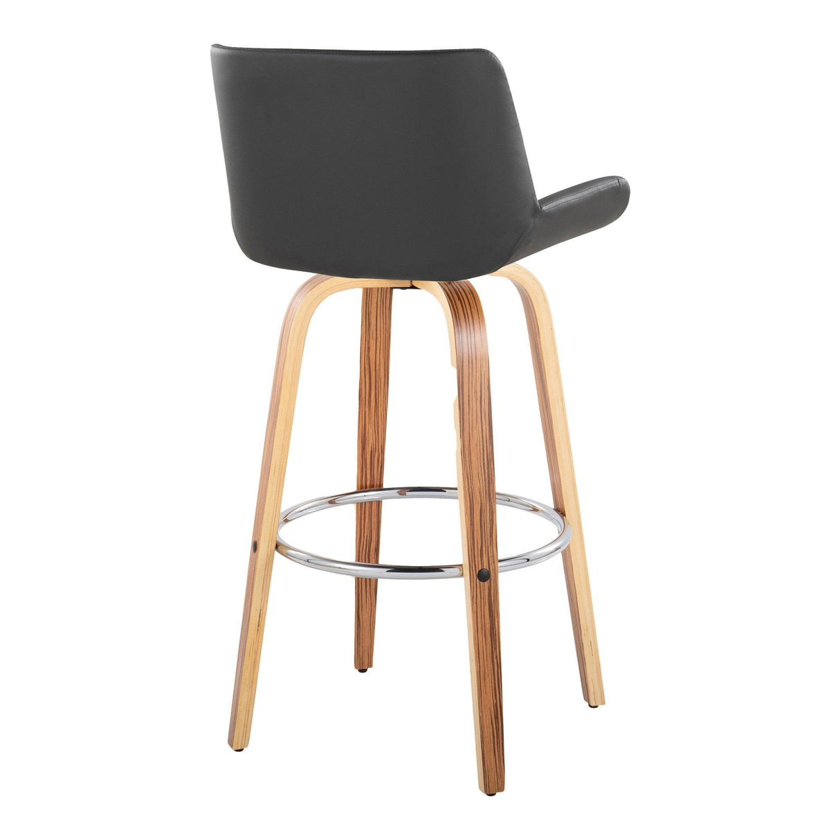 Santi - 30" Fixed-Height Barstool With Swivel And Round Chrome Metal Footrest (Set of 2) - Zebra Wood